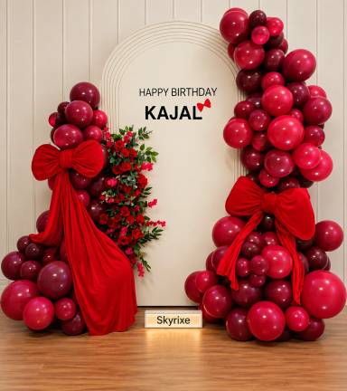 Bow Birthday Backdrop Balloon Decoration