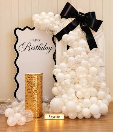Bow Birthday Balloon Decoration with White Balloon