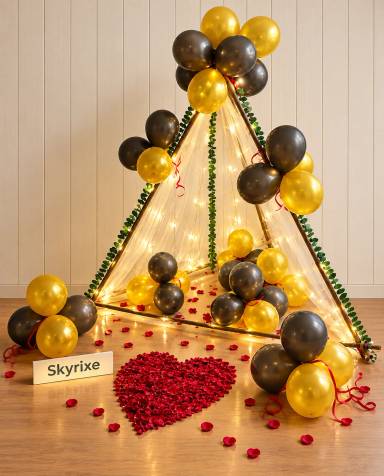 Bride to Be Teepee Setup with Balloons And Fairy Lights
