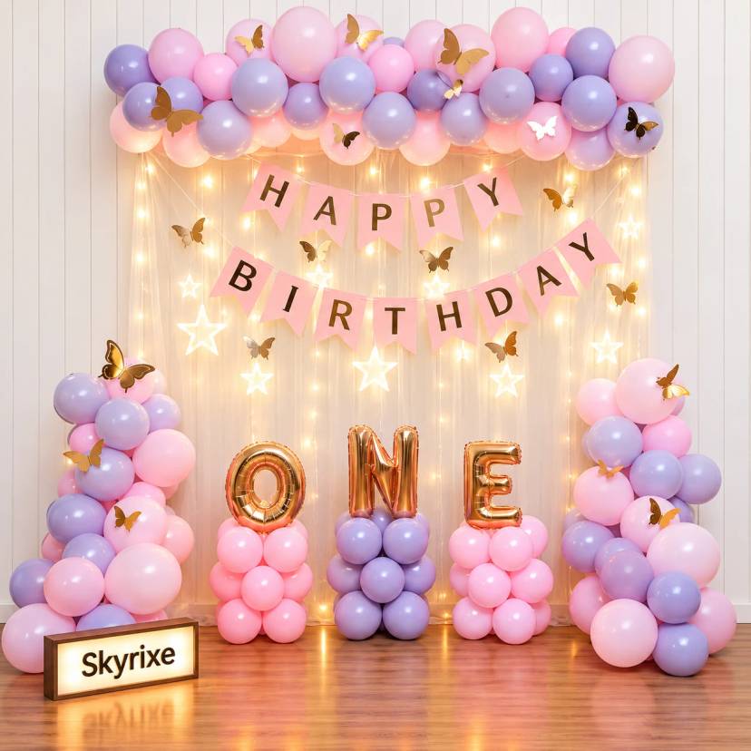 Butterfly Theme Birthday Balloon Decoration - Image 1