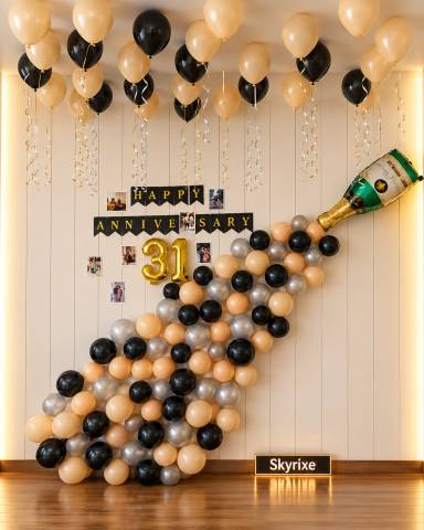 Champagne Anniversary Balloon Decoration