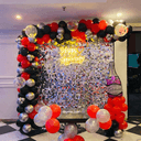 Silver sequin shimmer backdrop setup - photo 1