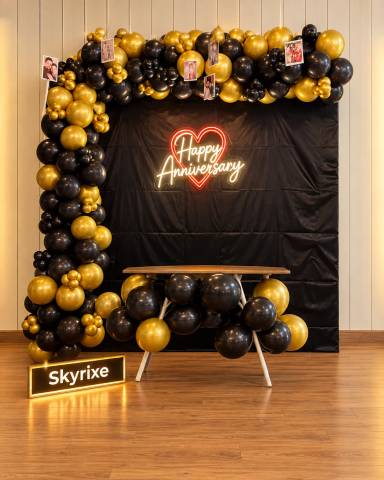 Black And Gold Anniversary Setup
