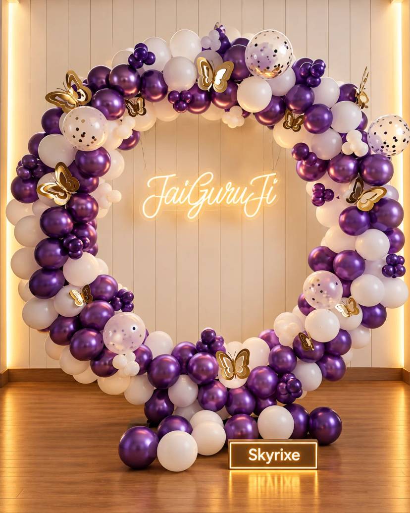 Purple And White Butterfly Balloon Decoration - Image 1