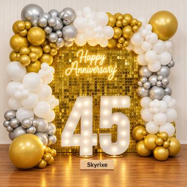 Golden And White Anniversary Backdrop