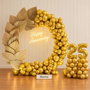 Golden Balloon Anniversary Ring Decoration