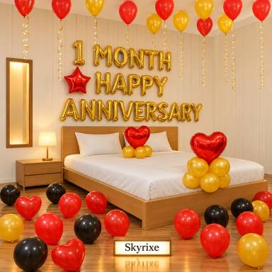 Golden Love 1 Month Anniversary Room Decoration
