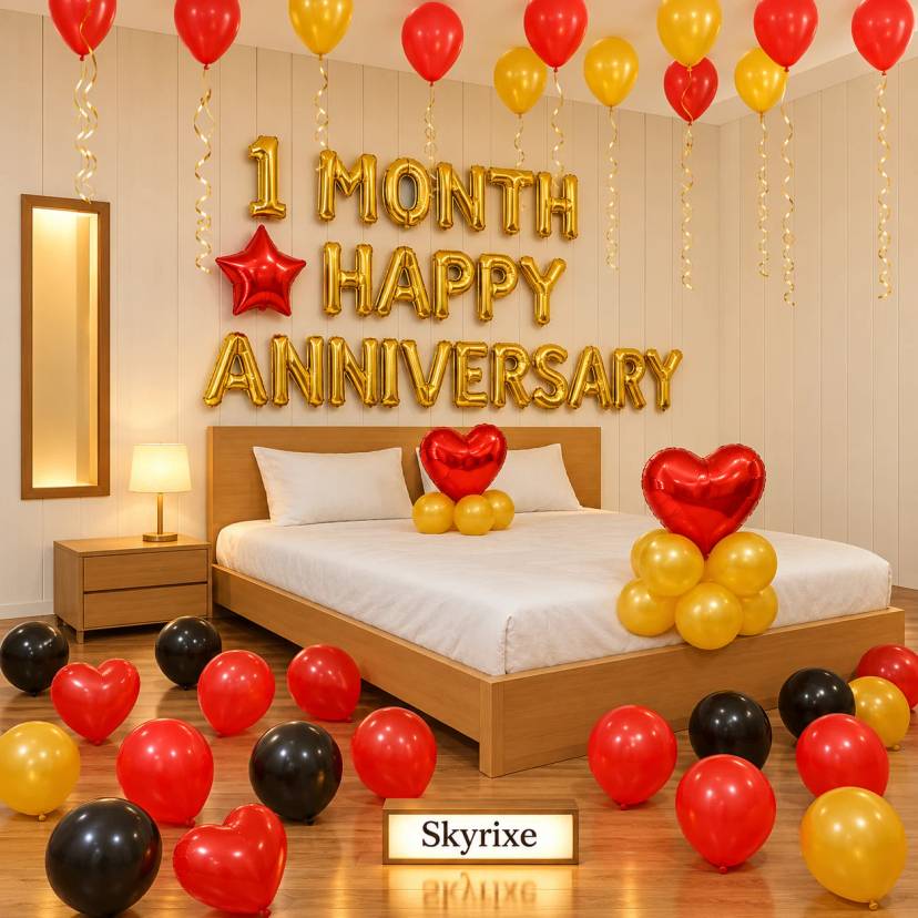 Golden Love 1 Month Anniversary Room Decoration - Image 1