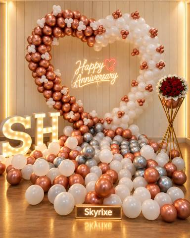Heart Shaped Anniversary Balloon Setup