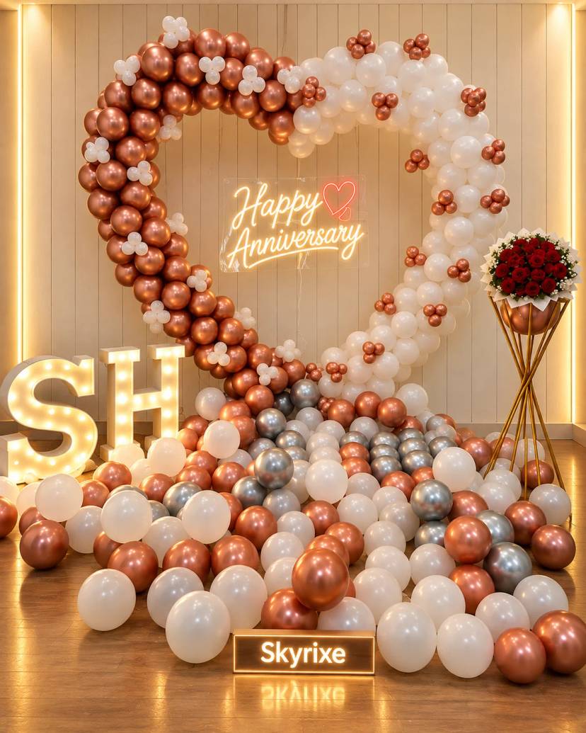 Heart Shaped Anniversary Balloon Setup - Image 1