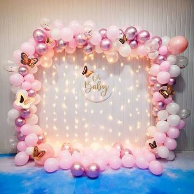 Oh Baby Elegant Pink And Gold Baby Shower Backdrop