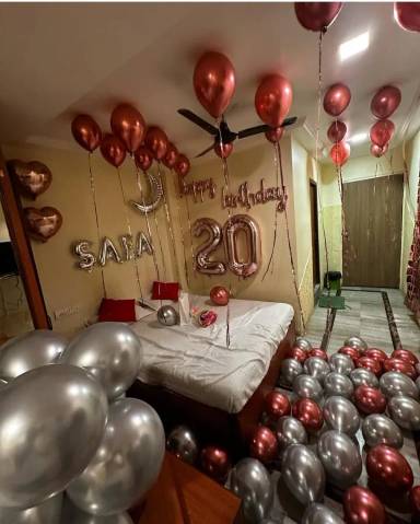 Elegant Rose Gold And Silver Birthday Room Decoration