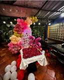 Elegant Birthday Backdrop with Balloon Cascade And Neon Sign - photo 2