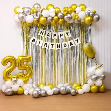 Golden Cheers 25th Birthday Setup