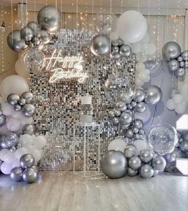Silver Luxe Sequin Birthday Backdrop