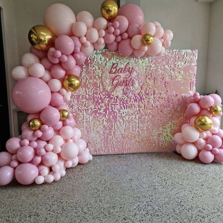 Blush And Gold Baby Girl Sequin Backdrop - Image 1