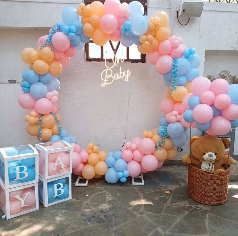 Soft Pastel Baby Shower Circle Arch - Image 1