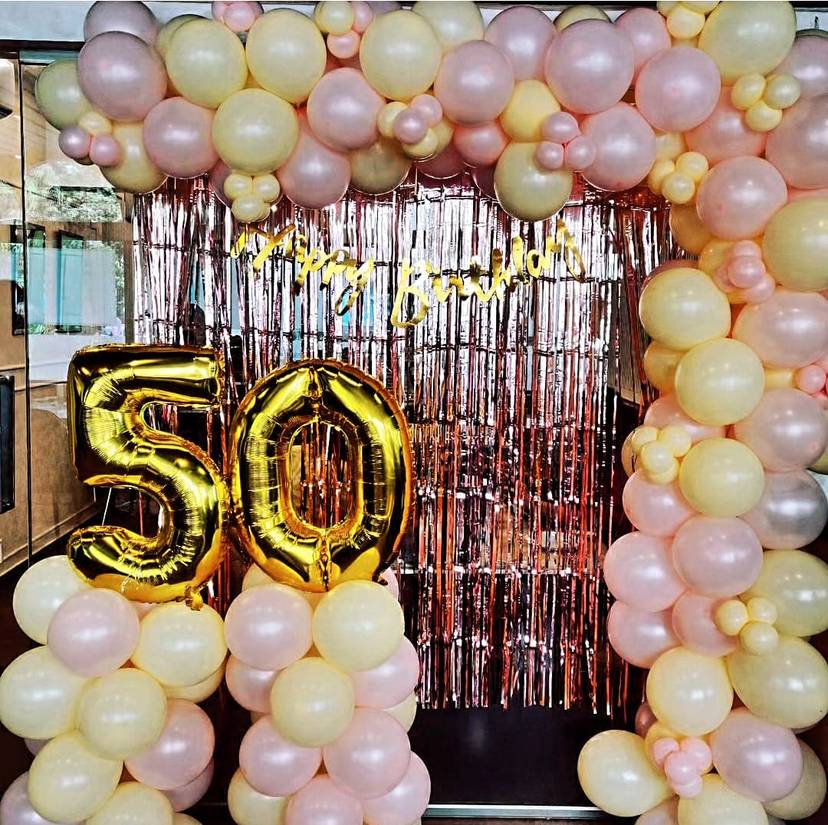 Golden 50th Birthday Balloon decor - Image 1