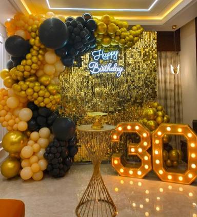 Luxury Gold And Black 30th Birthday Backdrop