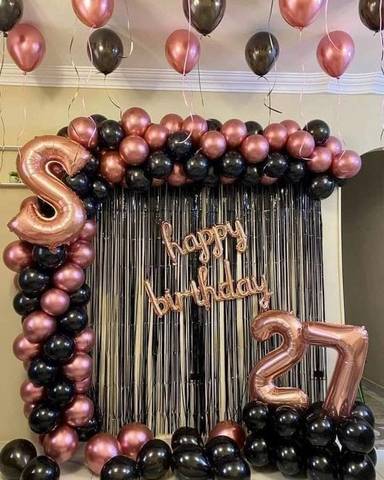 Rose Gold And Black Luxury Birthday Balloon
