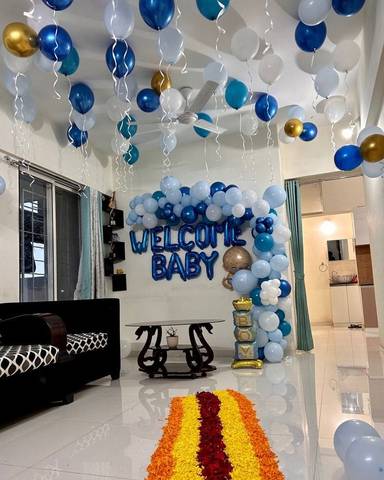 Elegant Blue And White Baby Welcome Decoration