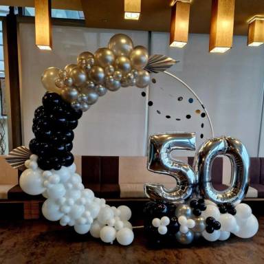 Black And Gold 50th Birthday Balloon Decor