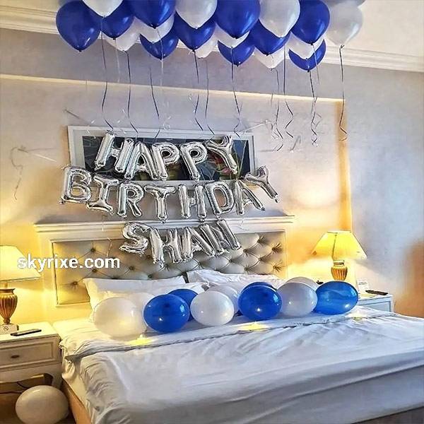 Blue Ceiling Balloon Birthday Room Decor - Image 1