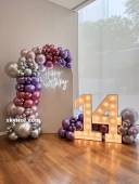 Silver 14th Birthday Neon Backdrop with Marquee Numbers - photo 1