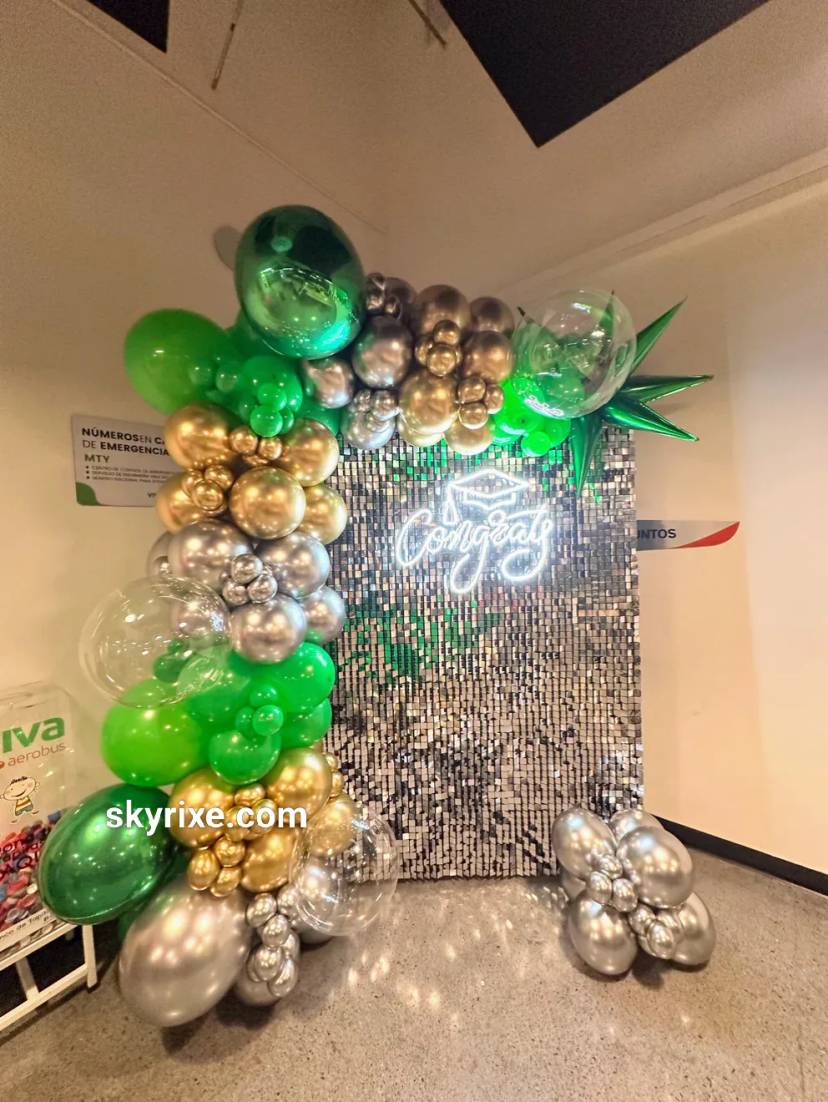 Emerald Gold Congrats Balloon Backdrop - Image 1