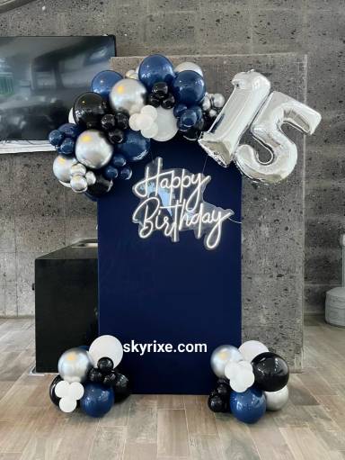 Midnight Blue Luxe Birthday Backdrop