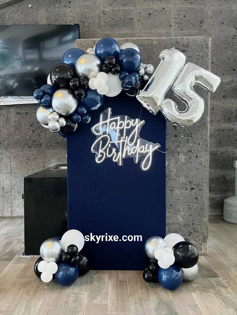 Midnight Blue Luxe Birthday Backdrop - Image 1