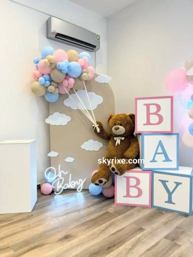 Pastel Teddy Baby Welcome Panel Backdrop