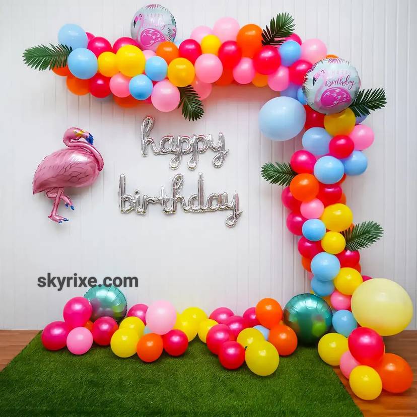 Tropical Flamingo Birthday Arch - Image 1