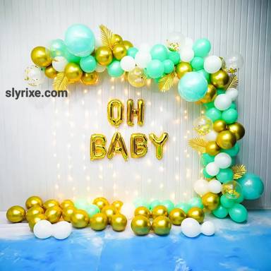 Mint Gold Oh Baby Backdrop