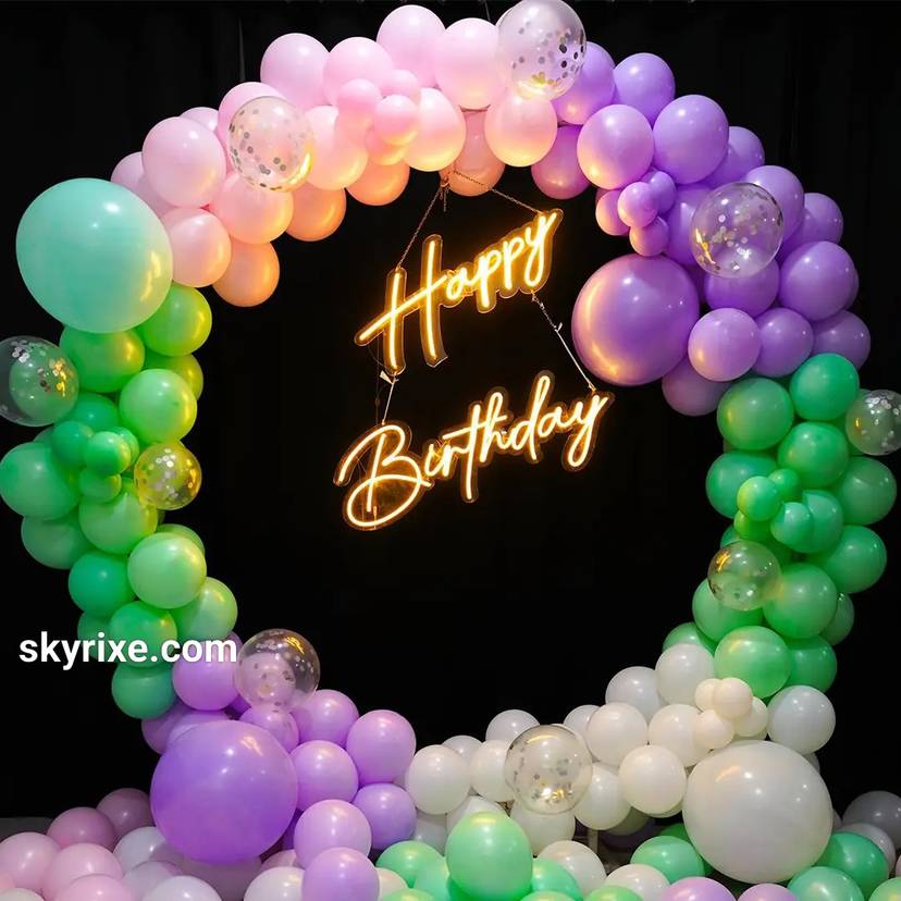 Aurora Neon Birthday Ring Backdrop - Image 1