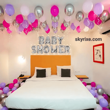 Pastel Balloon Baby Shower Room Surprise