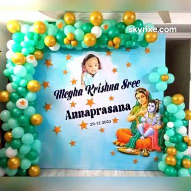 Krishna Theme Annaprashan Balloon Backdrop