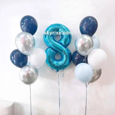 Blue Silver Balloon Bouquet