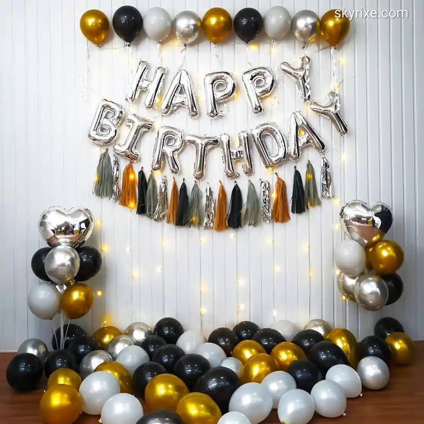 Midnight Gold Birthday Backdrop Decoration - Image 1