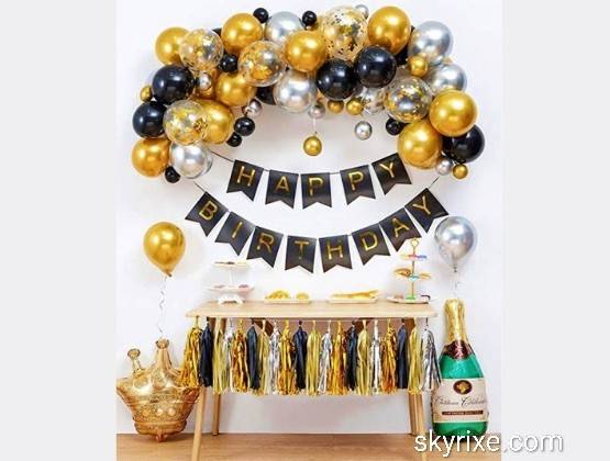 Royal Gold And Black Birthday Party Backdrop - Image 1
