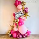 Pink and Gold Birthday Balloon Column Standee - photo 1