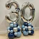 Silver Blue 30th Birthday Number Balloon Duo - photo 1