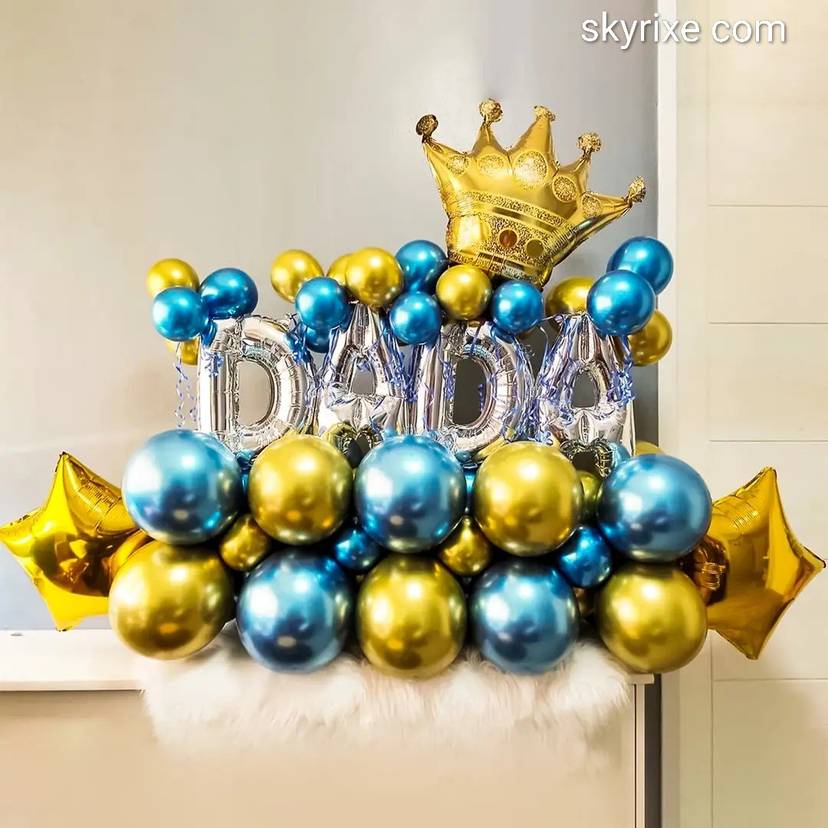 Royal Dad Chrome Balloon Centerpiece - Image 1