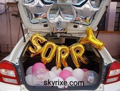 Golden Sorry Car Boot Birthday Surprise