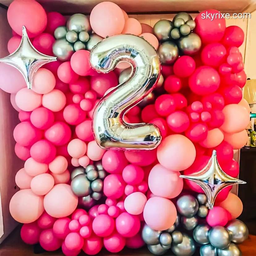 Pink Luxe Balloon Wall with Number - Image 1
