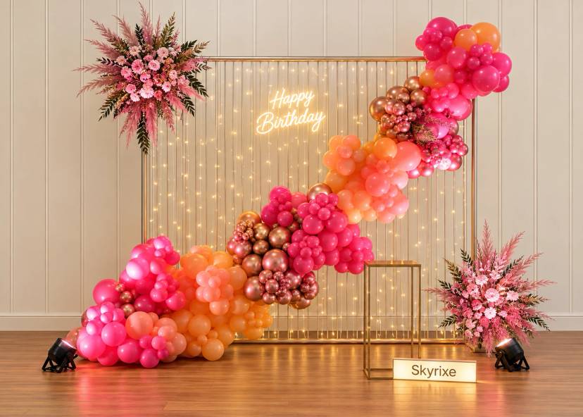 Premium Outdoor Fairy Light Birthday Backdrop - Image 1