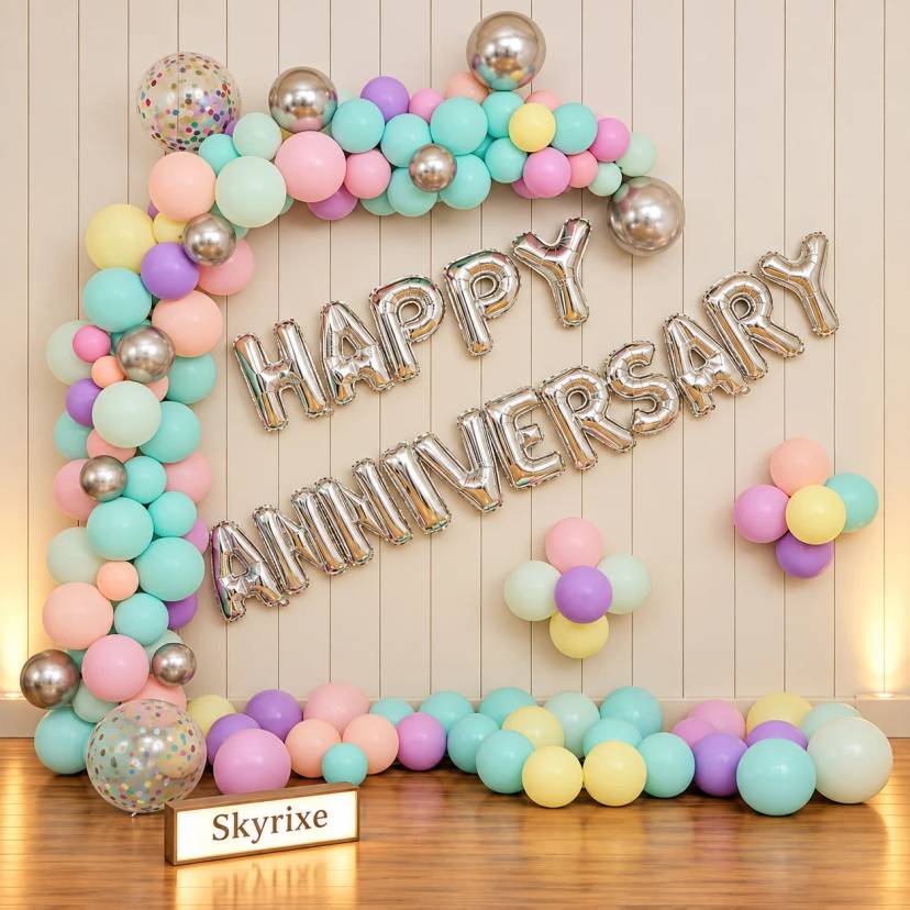 Pastel Anniversary Balloon Arch Decoration - Image 1