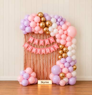Pastel Balloon Arch Birthday Decoration