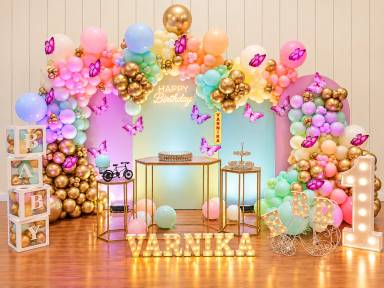 Pastel Butterfly Birthday Balloon Decoration
