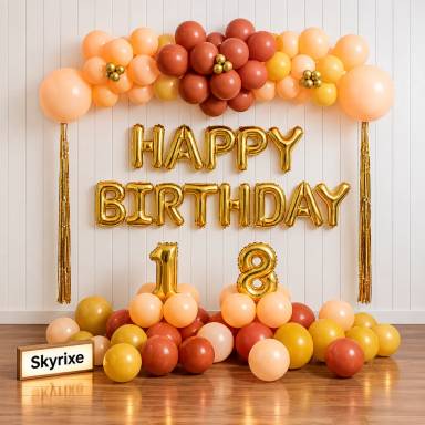 Peach Gold Birthday Decoration